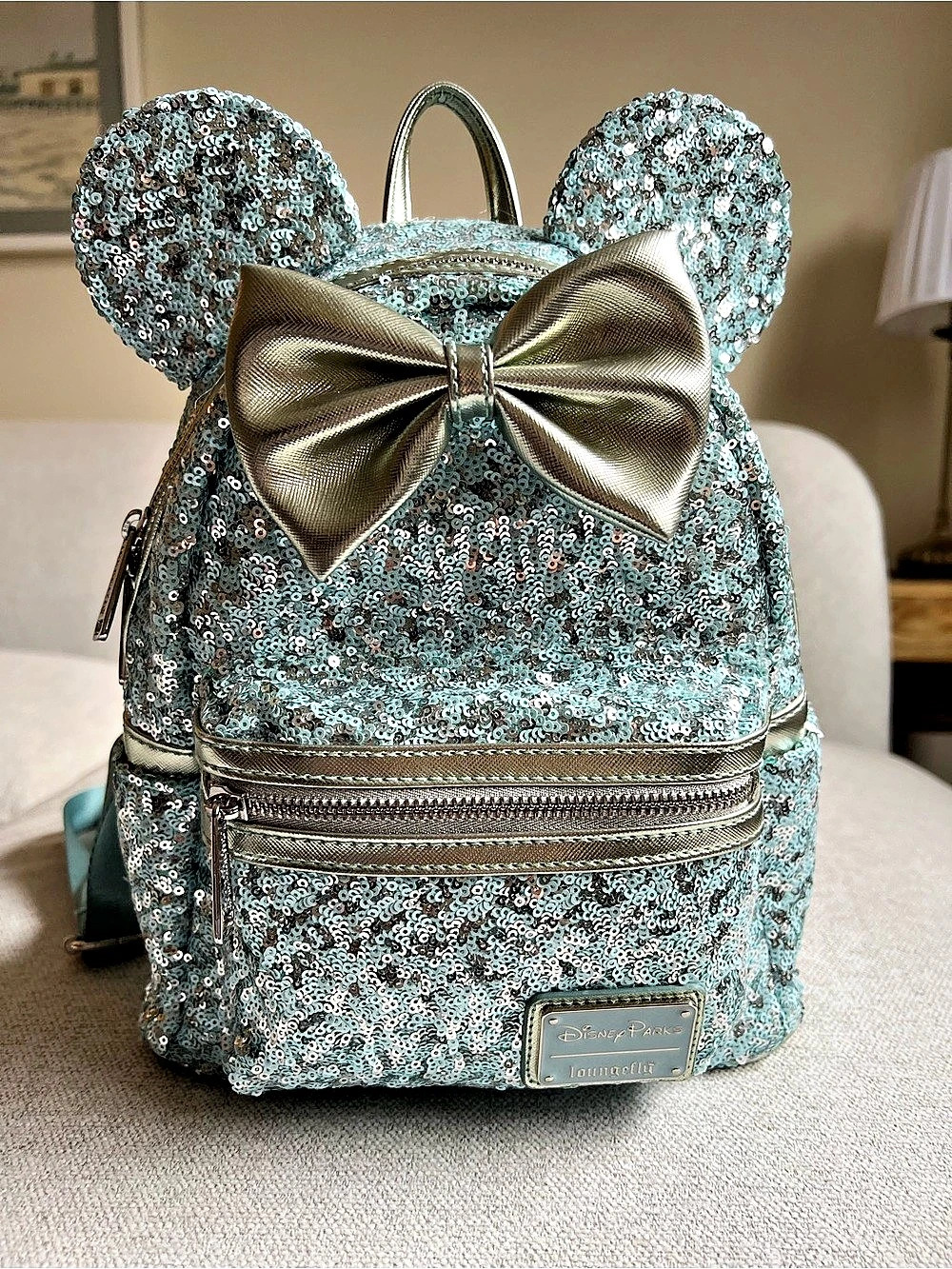Loungefly Disney Parks Minnie Mouse Mint Sequin Mini Backpack
